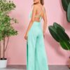 SHEIN Lace Up Backless High Split Cami Jumpsuit Without Chain