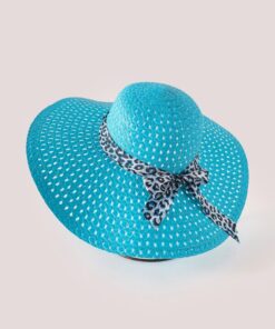 SHEIN Leopard Ribbon Decor Straw Hat