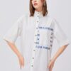 SHEIN Patch Pocket Slogan Graphic Shirt Dress