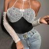 SHEIN Contrast Lace Panel Halter Top
