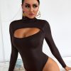 SHEIN Mock Neck Cut Out Bodysuit