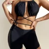 SHEIN 2pack Drawstring Knot One Piece Swimsuit