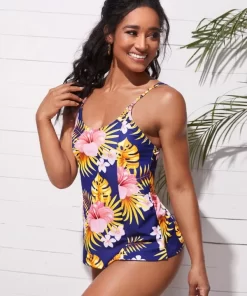 SHEIN Floral & Tropical Print Bikini Swimsuit