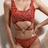 SHEIN Leopard Ring Linked Bikini Swimsuit