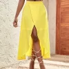SHEIN SXY Solid Tie Back Asymmetrical Hem Skirt