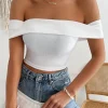 SHEIN SXY Off Shoulder Ribbed Knit Top
