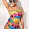 ROSEWE Printed Rainbow Color Tie Side Bikini Set