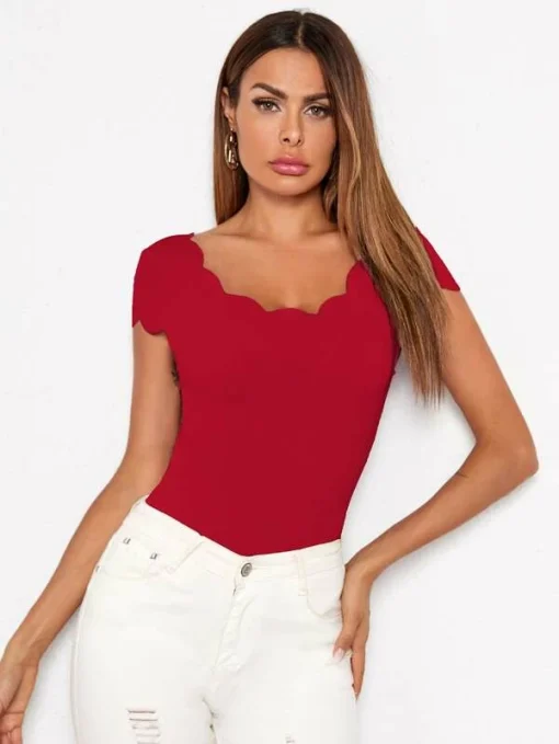 SHEIN Unity Scallop Trim Top