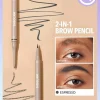 SHEGLAM Brows On Demand 2-In-1 Brow Pencil - Espresso Waterproof Liquid Eyebrow Pen Sweatproof Anti-Oil Natural Brow Filling Outlining Eyebrow Cream Gel Makeup