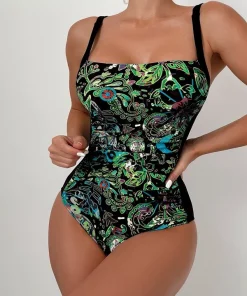 SHEIN Graphic Print Ruched Side One Piece Swimsuit