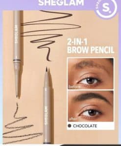 SHEGLAM Brows On Demand 2-In-1 Brow Pencil - Chocolate Waterproof Liquid Eyebrow Pen Sweatproof Anti-Oil Natural Brow Filling Outlining Eyebrow Cream Gel Makeup