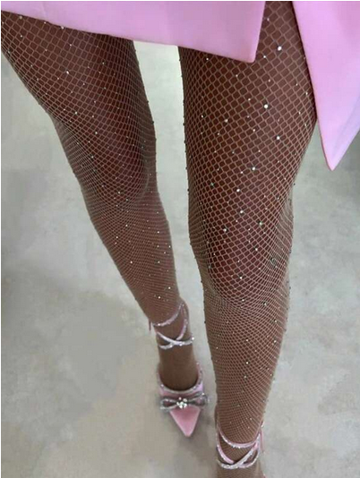 1pair Women Glitter Detail Fashion Tights