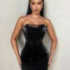 SHEIN SXY Lace Up Front Tube Bodycon Dress Valentine Day Dress Spring Women Clothes Birthday Outfit