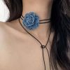 SHEIN 1pc Vacation Style Denim Flower Shaped Necklace