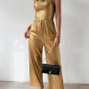 SHEIN Privé Women's Halter Neck Shiny Jumpsuit