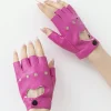 SHEIN 1pair Biker-Style Heart Shaped PU Leather Gloves