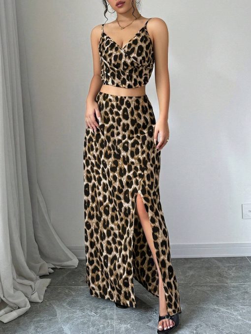 SHEIN Frenchy 2pcs Women's Summer Fashion Leopard