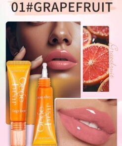 SHEIN Fruit Flavor Warm Change Lip Balm Moisturizing Water Shine Three Fruit Flavors (Grapes, Green Apple,Grapefruit) GX1170-1