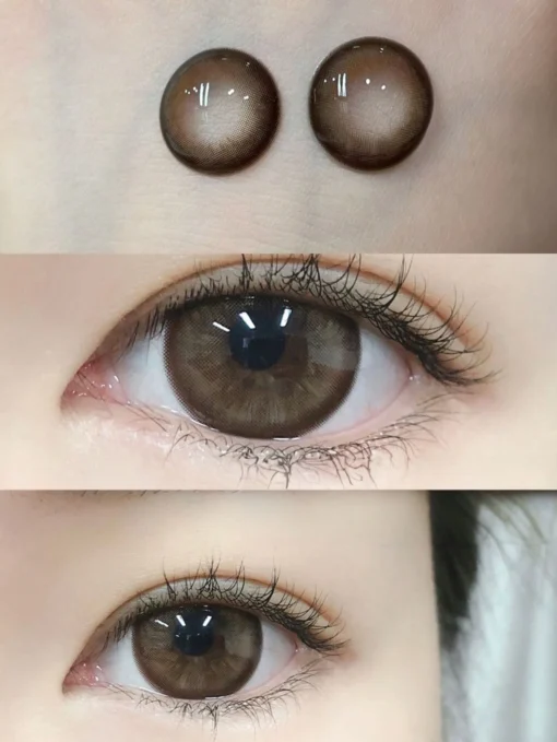 SHEIN 1 Pair Cold Rum Brown Color Contact Lenses Yearly Use 14.5mm Large Diameter Enlarge The Eyes