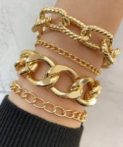 SHEIN 4pcs Minimalist Chain Link Bracelet