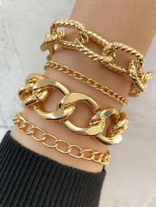 SHEIN 4pcs Minimalist Chain Link Bracelet