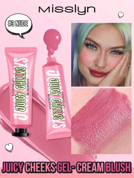 SHEIN Misslyn Juicy Cheeks Gel Cream Blush, Not Greasy, High Pigmented, Lightweight, Breathable Feel, Easy To Apply,Sheer Flush Of Color