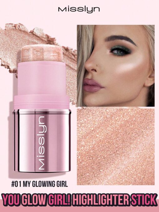 SHEIN Misslyn You Glow Girl! Highlighter Stick,Easy Application, Lightweight, Creamy Texture, Micro-Fine Pearls, Buildable Cream, Long Lasting, Skin-Loving Formula