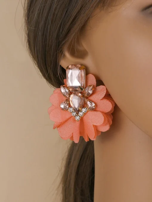 SHEIN Rhinestone & Flower Decor Earrings