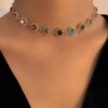 SHEIN 1 Pc Bohemian Colorful Rhinstone Decor Choker ,Glamorous Summer Sunflowers Chain Necklace