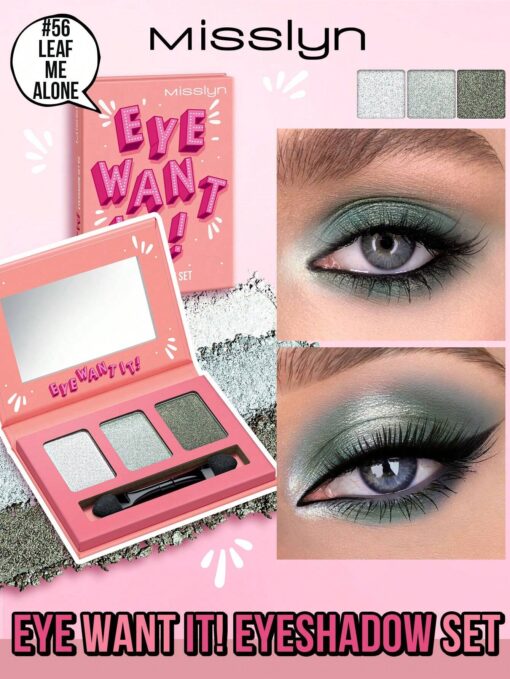 SHEIN Misslyn EYE Want It EYESHADOW SET, 3-Color Eyeshadow Combo With Mirror And Brush