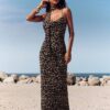 SHEIN Opulessa Vacation Chiffon Leopard Print Camisole Dress